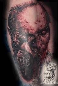 Patrún bunaidh tattoo orangutan agus ollphéist portráid scary