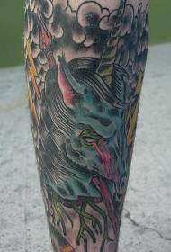 ຂາທີ່ຊົ່ວຮ້າຍຮູບແບບ tattoo unicorn zombie