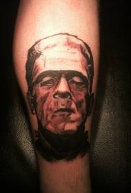 Modello di tatuaggio ritratto di mostro bianco e nero semplice vitello