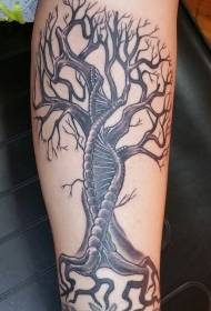 Borjú látványos fekete gén szimbólum alakú fa tetoválás minta