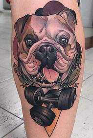 Madra scoile lao agus patrún tattoo dumbbell