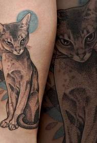 腿刺可愛的小貓紋身圖案