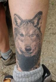 Kalf realistysk wolfkop tattoo-patroan