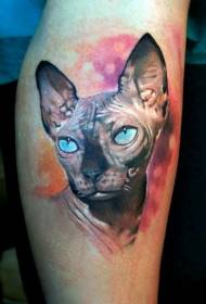 Realisma stila kolora sfinksa kat-avataro-tatuaje ŝablono