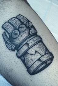 Modello di tatuaggio di guanti antichi in pietra nera stile filato