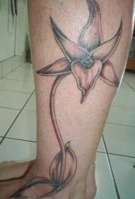 Calf unique black orchid tattoo pattern