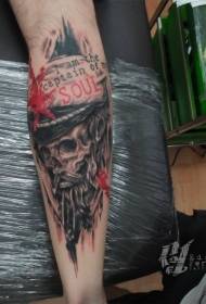 Modello di tatuaggio lettera di teschio pirata europeo e americano di vitello