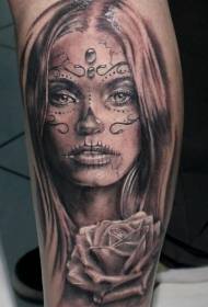 Шапка красива мъртво момиче роза татуировка модел