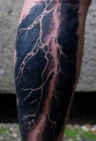 Ciało realistyczny czarno-biały błyskawiczny wzór nogi tatuaż