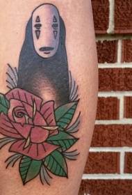 Velha escola engraçado dos desenhos animados sem rosto masculino e flor tatuagem padrão