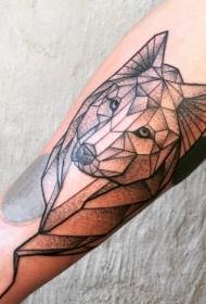 Stone geometresche Stil schwaarz geometresche Punkt Wolfkop Tattoo Muster