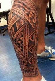 Modello di tatuaggio ornamento polinesiano colorato gambo bello