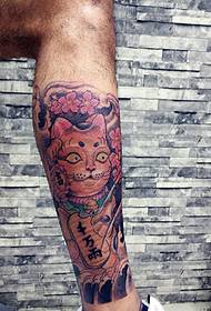 Bag guya ng kulay masuwerteng pattern ng tattoo ng pusa