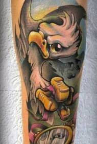 Кумедний мультфільм барвисті орел з візерунком татуювання рожевою стрічкою