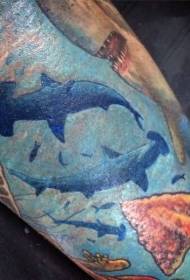 Krásné malované různé vzory žraločí stopky tetování