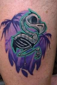 Modello del tatuaggio del cranio del fenicottero piccolo del gambo del fumetto