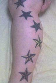 Kalf verschillende kleuren sterren tattoo patroon