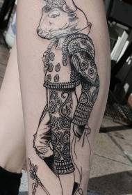 Modellu di tatu di incisione di vitellu è mudellu di tatuaggi di ropa
