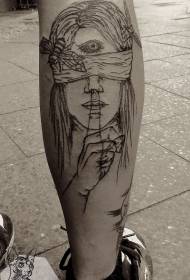 Shank stile donne linea nera schizzo con bende e disegno del tatuaggio dell'ape