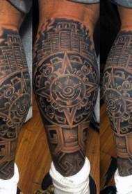 Црн црн племенски симбол со starвезда шема во комбинација со тетоважа шема