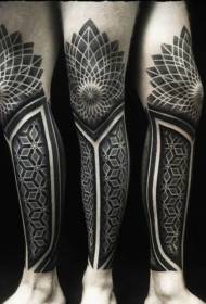 Paprastas juodos juodos pilkos spalvos papuošalų tatuiruotės modelis kojoms