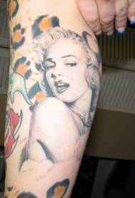 Teļš reālistiski melns pelēks seksīgais Marilyn Monroe portreta tetovējuma modelis