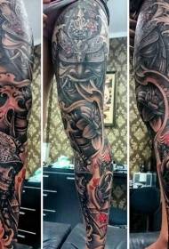 Leg Asia tema berwarna topeng samurai topeng corak tatu