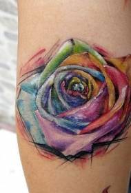 Patrons de tatuatge de roses brillants i colorits a les potes de noia