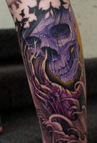 Napakagandang kulay ng pattern ng tattoo ng skull na tattoo