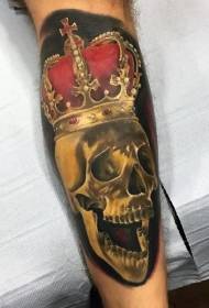 Modello di tatuaggio realistico con teschio di colore del polpaccio