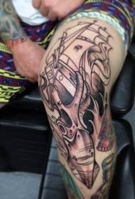 Velero negro a la rodilla con patrón de tatuaje de calamar