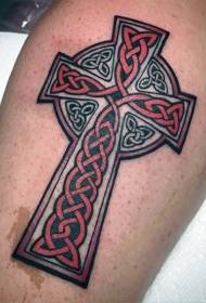 Modello di tatuaggio croce colore celtico nodo di gamba