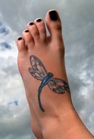 Motif de tatouage crâne bleu sur le cou-de-pied