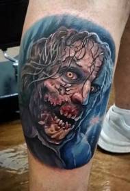 Shank kleur monster zombie gesig tattoo patroon