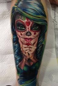 Shank ijesztő száj lány portré tetoválás minta