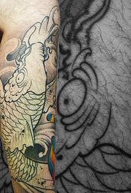 Egyszerű vonal tintahal tetoválás képe borjú
