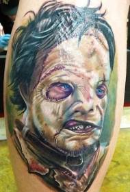 Velmi realistický monster portrét tetování vzor na nohou