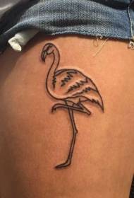 Udo czarna linia stojący wzór tatuażu flamingo
