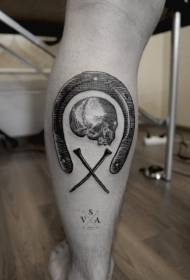 Ferro di linea di vitellu neru cù mudellu di tatuaggi di craniu
