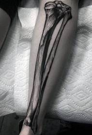 Patrón de tatuaje de hueso de estilo de grabado negro de ternera