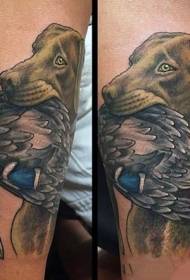 Хунтер пас и патка у боји тетоважа узорак
