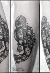 Gravur Stil schwarz Spaceman Tattoo Muster