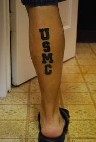 Legs Corps Marine Tattoo Letter