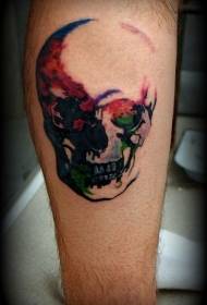 Hermoso patrón de tatuaje de calavera de acuarela para ternero
