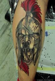 Mai ban tsoro Spartan Helmet Bad Dog Tattoo Tsarin Haraji