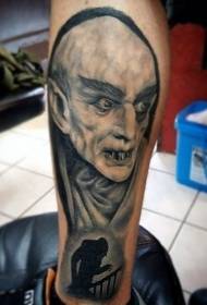 ຮູບແບບ tattoo vampire horror ສີດໍາເຢັນຫຼາຍ