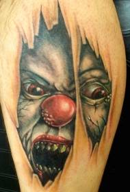 Scary monster clown tattoo pattern under the skin