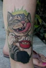 Jalkojen värinen syö kissan tatuointikuvio