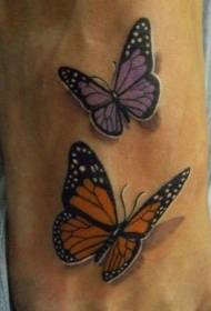 腳背上的二維蝴蝶紋身圖案
