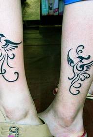 Anqing Huangyan Art Tattoo Picture Bar Tattoo Works: Coppia di vitelli Tattoo Phoenix Tattoo Pattern